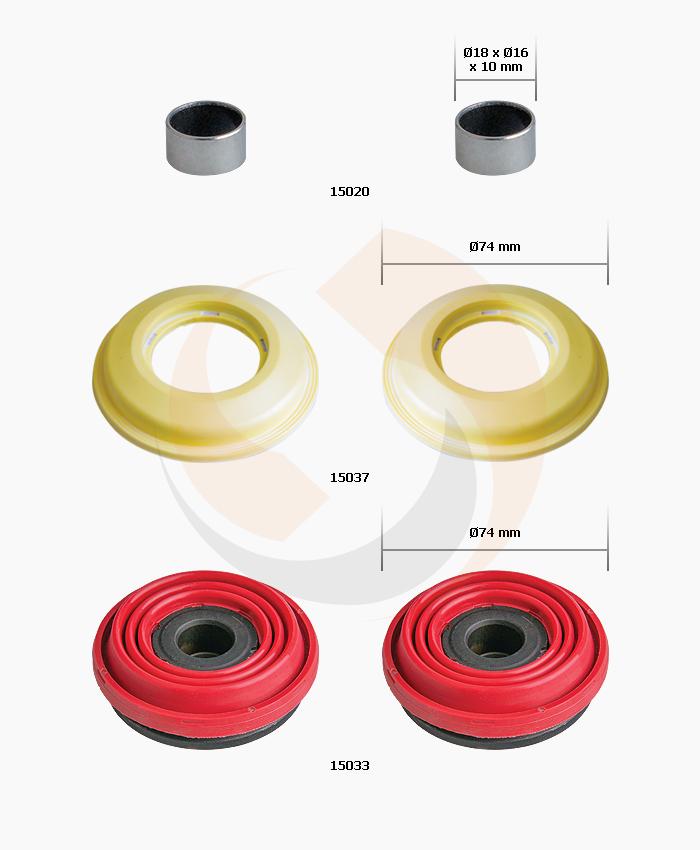 РМК СУПОРТА KNORR SB/SN 6/7 (ПИЛЬН. + ПЯТАКИ D74mm/БЕЗ БУРТ.) (Арт. 10-1161) — FREENCO