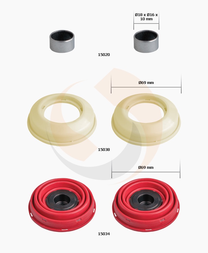 РМК СУПОРТА KNORR SB/SN 6/7 (ПИЛЬН. + ПЯТАКИ D69 mm/З БУРТ.) (Арт. 10-1166) — FREENCO