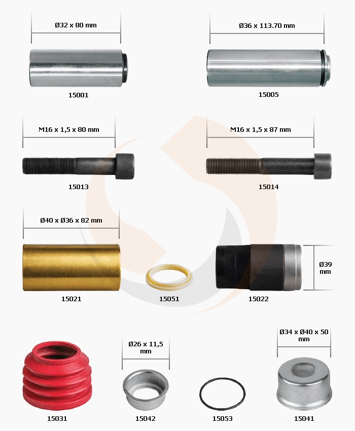 РМК СУПОРТА KNORR SN/SK 6/7 (НАПР., ВТУЛКИ, ПИЛЬН., БОЛТИ, КОВП.) (Арт. 10-1170) — FREENCO