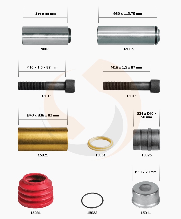 РМК СУПОРТА KNORR SB 6/7 (НАПР., ВТУЛКИ, ПИЛЬН., БОЛТИ, КОВП.) (Арт. 10-1250) — FREENCO