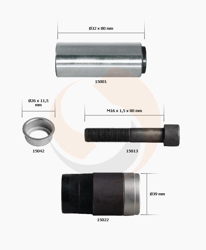 РМК СУПОРТА KNORR SB/SN 6/7 (НАПР., БОЛТ, ВТУЛКА - D39mm + КІЛЬЦЕ) (Арт. 10-1312) — FREENCO
