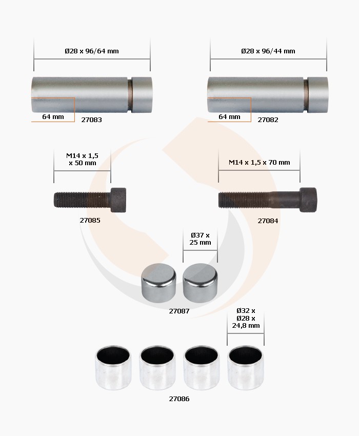 РМК СУПОРТА MERITOR DX 175 (НАПР., ВТУЛКИ, БОЛТИ, ЗАГЛ.) (Арт. 20-175-002) — FREENCO
