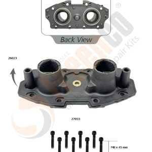 КОРПУС ПОРШНІВ АЛЮМІН. MERITOR ELSA 195/225 !! ВТУЛКА !! ( + ПРОКЛ. + БОЛТИ) (Арт. 20-2604) — FREENCO