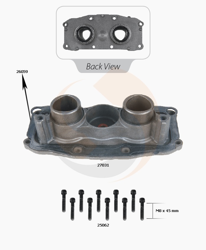 КОРПУС ПОРШНІВ АЛЮМІН. MERITOR ELSA2 ( + ПРОКЛ. + БОЛТИ) (Арт. 20-2608) — FREENCO