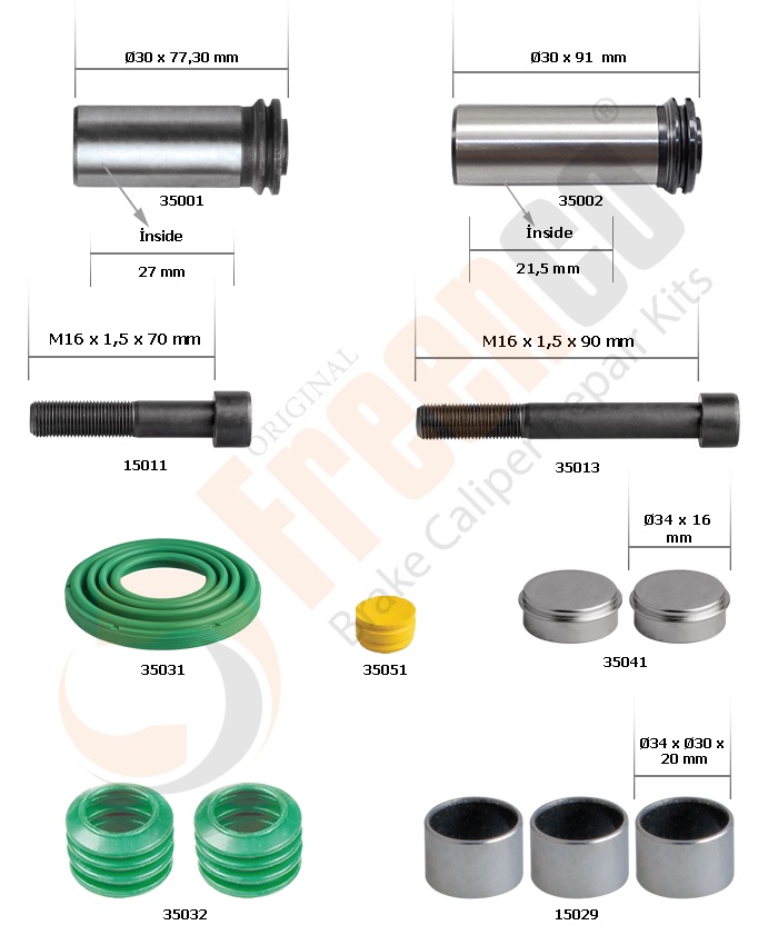 РМК СУПОРТА WABCO PAN 17 (БОЛТИ, НАПР., ВТУЛКИ, ПИЛЬН., ЗАГЛ.) (12.153 MAN) (Арт. 30-3450) — FREENCO