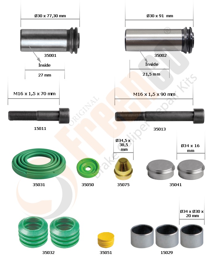 РМК СУПОРТА WABCO PAN 17 (БОЛТИ, НАПР., ВТУЛКИ, ПИЛЬН., ЗАГЛ.) (12.110 MAN) (Арт. 30-3452) — FREENCO