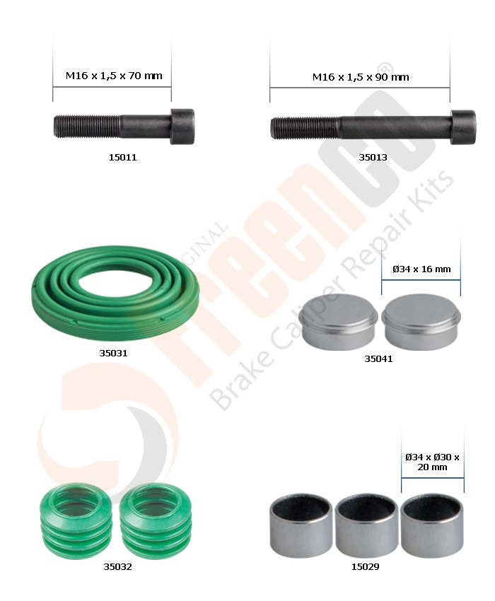 РМК СУПОРТА WABCO PAN 17 (БОЛТИ, ВТУЛКИ, ПИЛЬН., ЗАГЛ.) (Арт. 30-3526) — FREENCO