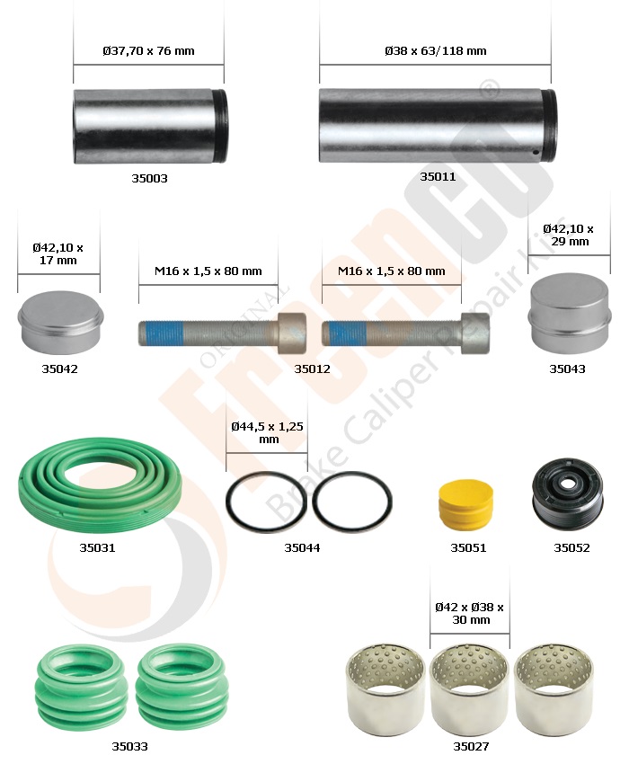 РМК СУПОРТА WABCO PAN 19-1/22-1 (НАПР., БОЛТИ, ВТУЛКИ, ПИЛЬН., ЗАГЛ.) (Арт. 30-3571) — FREENCO