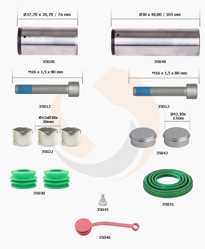 РМК СУПОРТА WABCO MAXX 19 (НАПР., ВТУЛКИ, БОЛТИ, ПИЛЬН., ЗАГЛ.) (Арт. 30-3588) — FREENCO