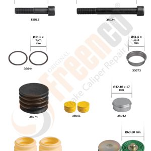 РМК СУПОРТА WABCO PAN 19-2/22-2 (ПИЛЬН., ПЯТАКИ, БОЛТИ, ЗАГЛ.) (Арт. 30-3623) — FREENCO