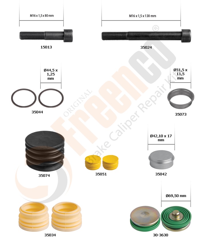 РМК СУПОРТА WABCO PAN 19-2/22-2 (ПИЛЬН., ПЯТАКИ, БОЛТИ, ЗАГЛ.) (Арт. 30-3623) — FREENCO