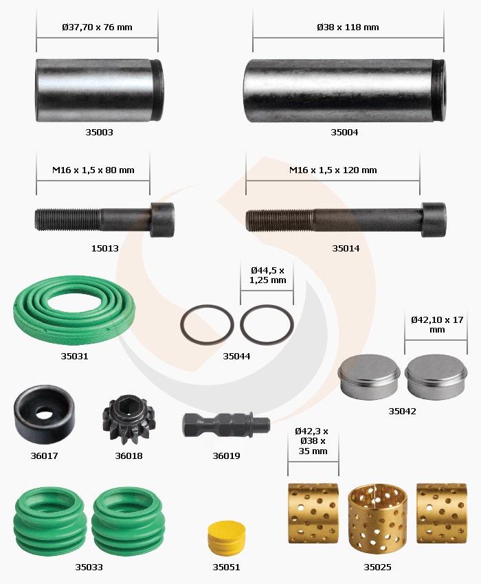РМК СУПОРТА WABCO MAXX 22 (НАПР., ВТУЛКИ, БОЛТИ, ПИЛЬН., ЗАГЛ.) (Арт. 30-3679) — FREENCO