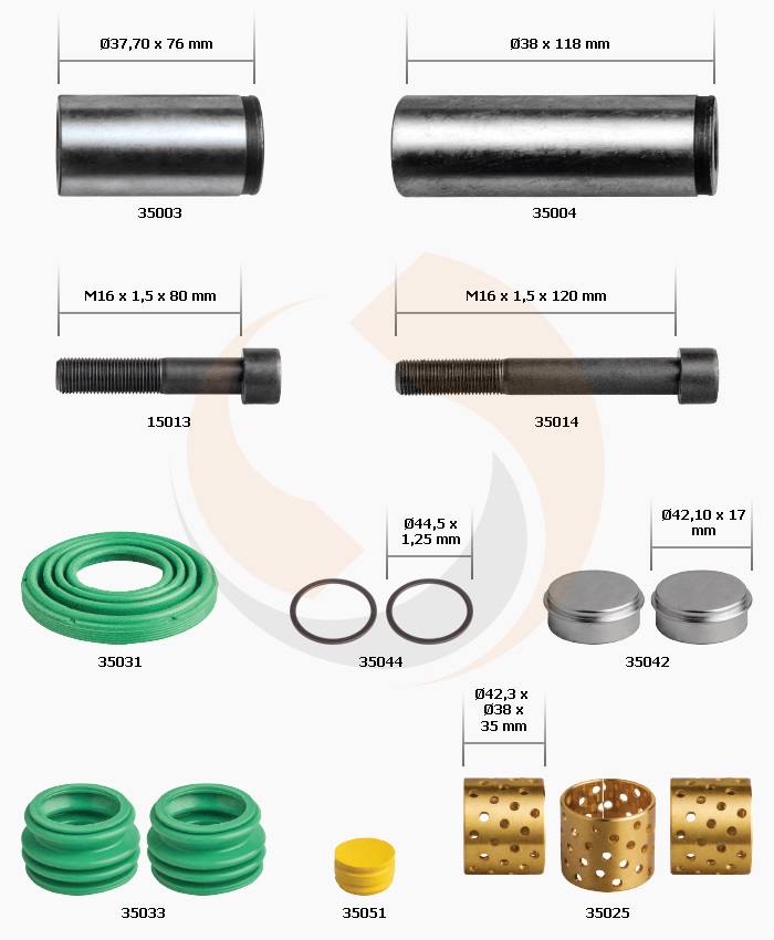 РМК СУПОРТА WABCO MAXX 22 (НАПР., ВТУЛКИ, БОЛТИ, ПИЛЬН., ЗАГЛ.) (Арт. 30-3680) — FREENCO