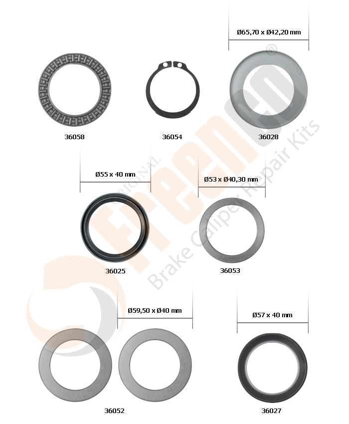 РМК СУПОРТА WABCO 1300 V-G (ШАЙБИ, САЛЬНИК, ПІДШИПНИК) (Арт. 30-3704) — FREENCO