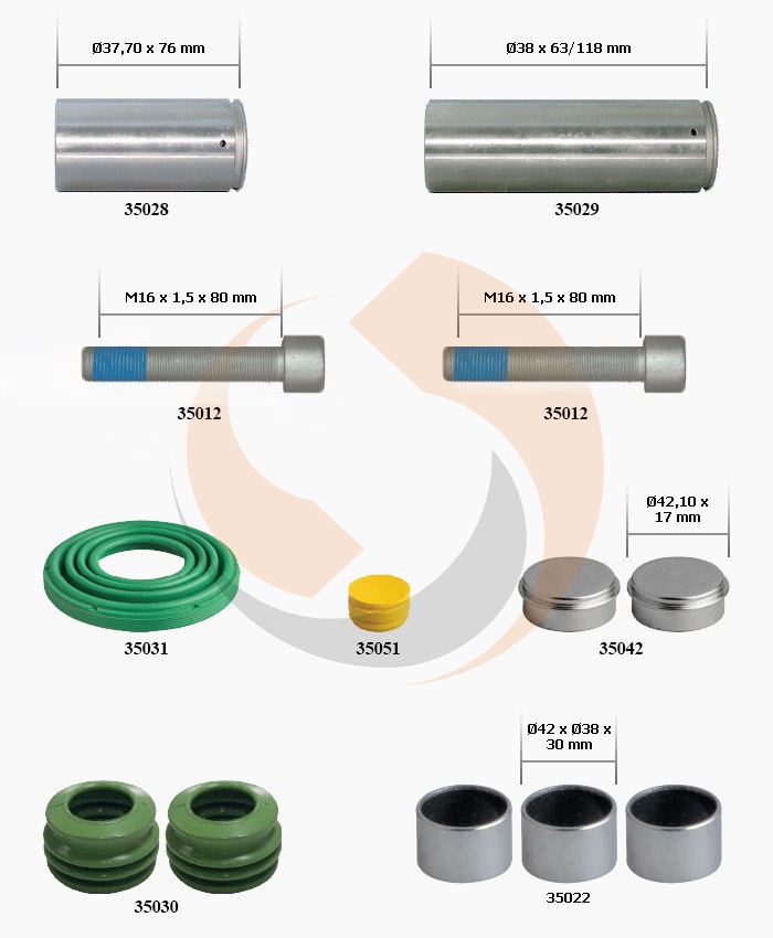 РМК СУПОРТА WABCO MAXX 22T (НАПР., ВТУЛКИ, БОЛТИ, ПИЛЬН., ЗАГЛ.) SCHMITZ (Арт. 30-3750) — FREENCO