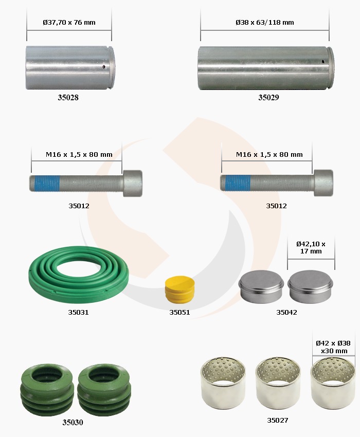 РМК СУПОРТА WABCO MAXX 22L (НАПР., ВТУЛКИ, БОЛТИ, ПИЛЬН., ЗАГЛ.) MB (Арт. 30-3751) — FREENCO