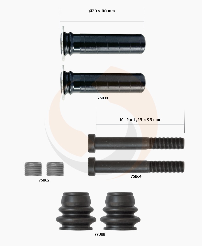 РМК СУПОРТА HYDRAULIC MERITOR Ø 60 mm FRONT (НАПР. Ø20x80 mm, БОЛТИ, ПИЛЬН.) (Арт. 70-7548) — FREENCO