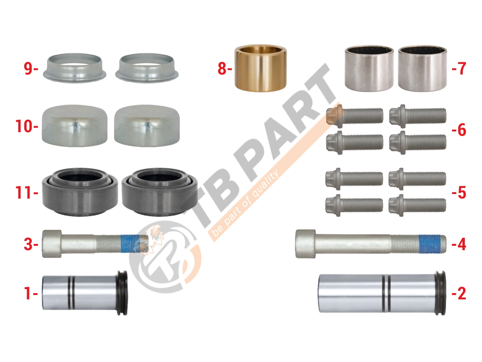 РМК СУПОРТА MERITOR ELSA225 (НАПР., ВТУЛКИ, ПИЛЬН., БОЛТИ, ЗАГЛ.) (Арт. 122045) — TBPART
