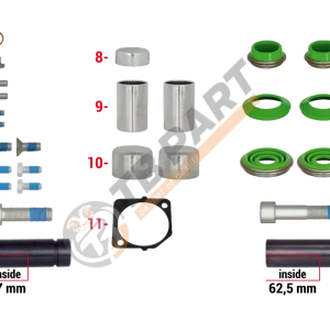 РМК СУПОРТА MERITOR DX 195 (НАПР., ВТУЛКИ, ПИЛЬН., БОЛТИ, ЗАГЛ.) (Арт. 122048) — TBPART