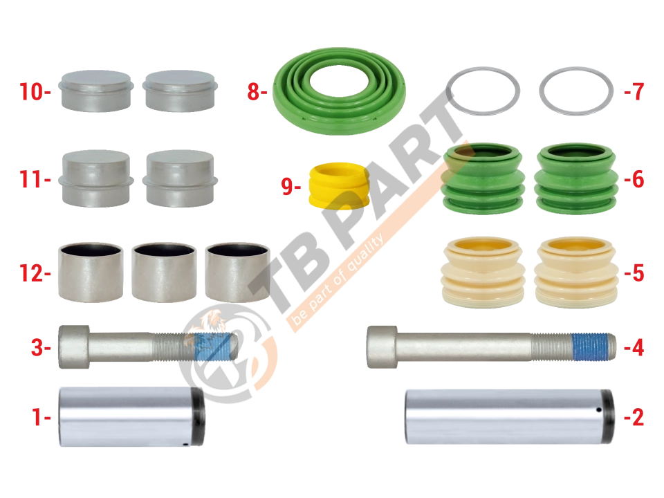 РМК СУПОРТА WABCO PAN 19-1/22-1 (НАПР., БОЛТИ, ВТУЛКИ, ПИЛЬН., ЗАГЛ.) (Арт. 133155) — TBPART