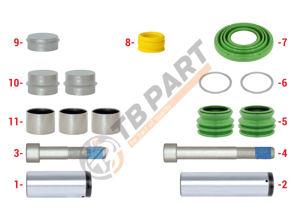 РМК СУПОРТА WABCO PAN 19-1/22-1 (НАПР., БОЛТИ, ВТУЛКИ, ПИЛЬН., ЗАГЛ.) (Арт. 133156) — TBPART