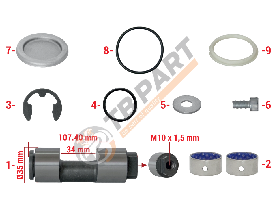 РМК СУПОРТА HYDRAULIC MERITOR Ø 58/60 mm REAR (К-КТ СТОЯНОЧНОГО ГАЛЬМА) (Арт. 177041) — TBPART